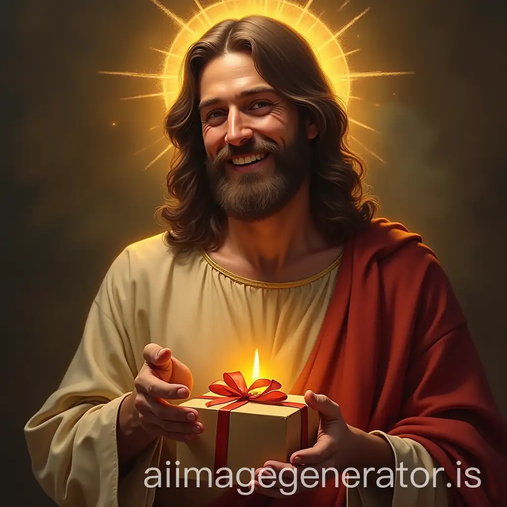 Christ-Offering-a-Gift-with-a-Peaceful-Smile