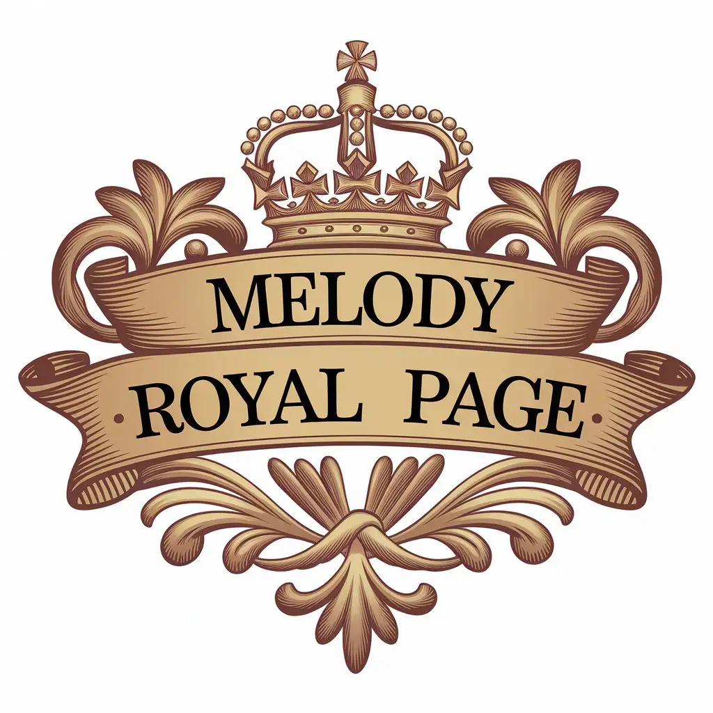 a vector logo design,with the text "Melody Royal page", main symbol:Crown,Moderate,be used in Internet industry,clear background