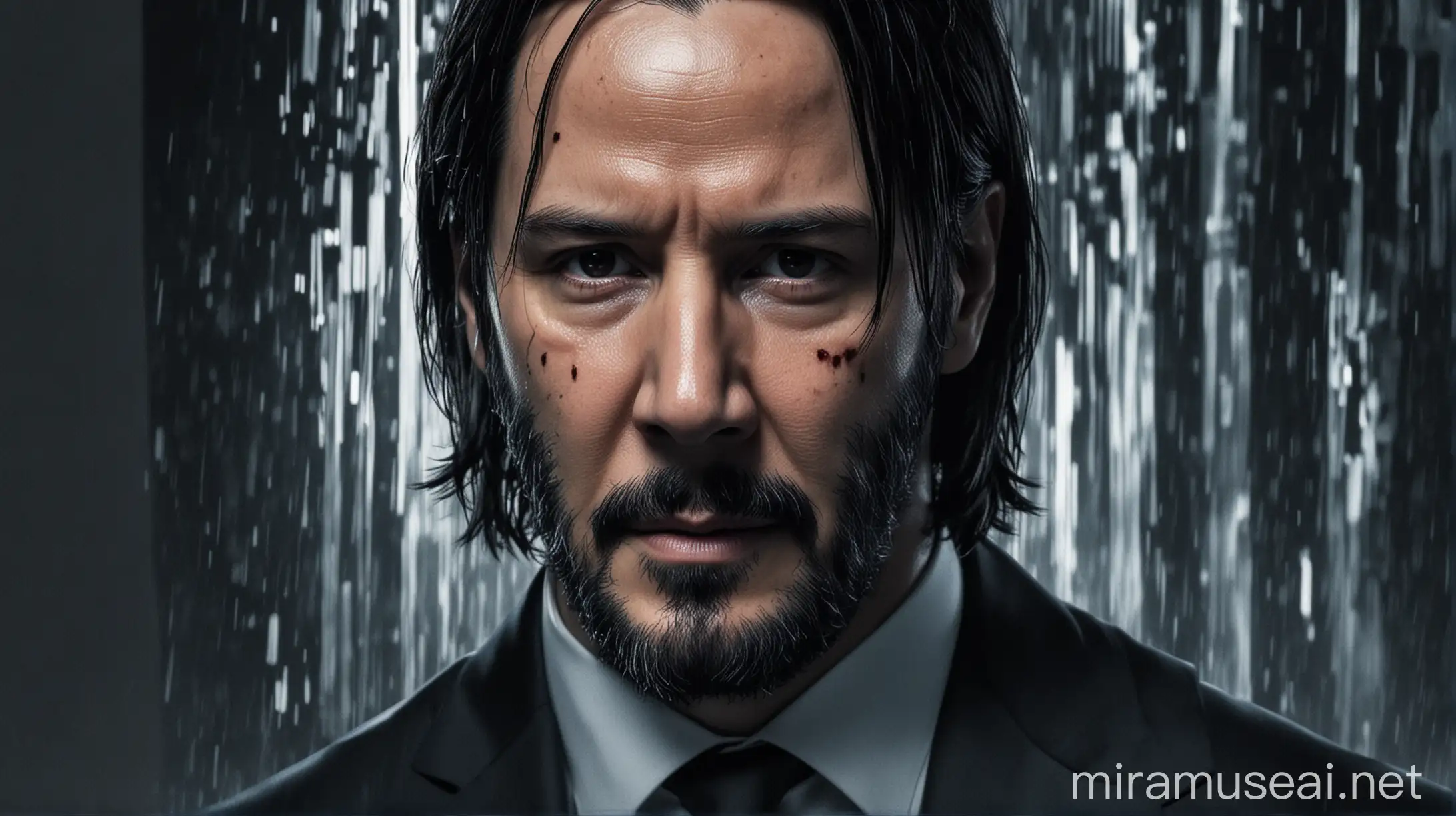 Action Movie Poster John Wick Chapter 5 Featuring Keanu Reeves in Intense Combat Scene