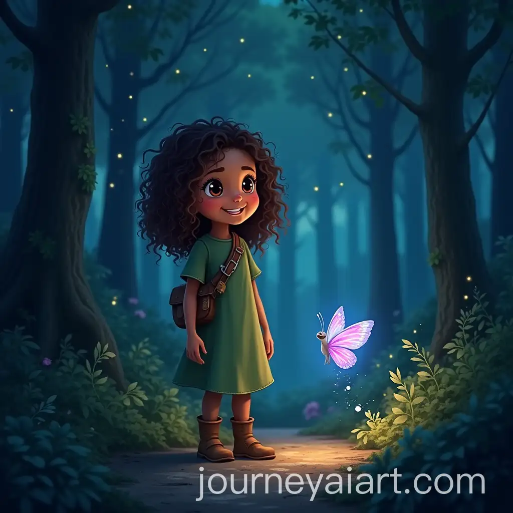 Adventurous-Girl-in-a-Magical-Forest-with-a-Glowing-Butterfly