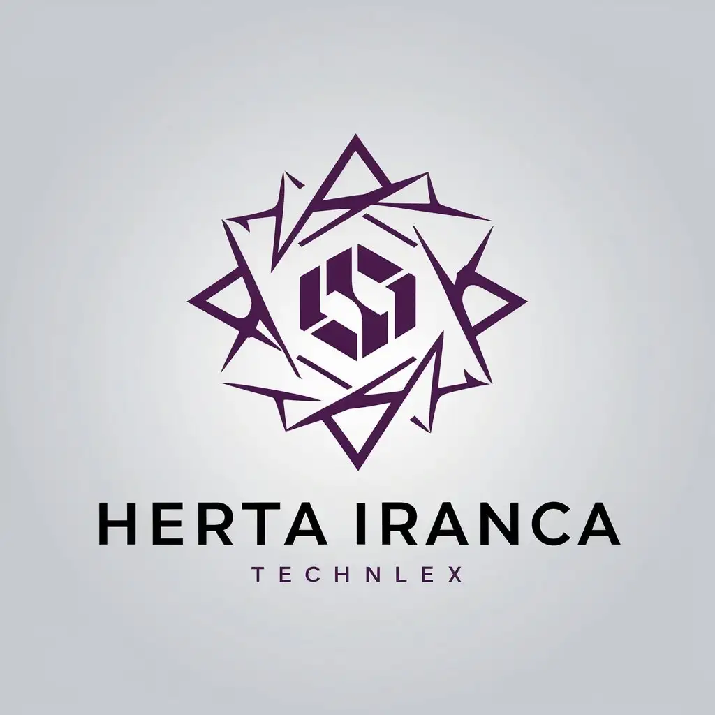 a vector logo design,with the text "Herta Iranca", main symbol:amethyst, violet,complex,be used in Technology industry,clear background