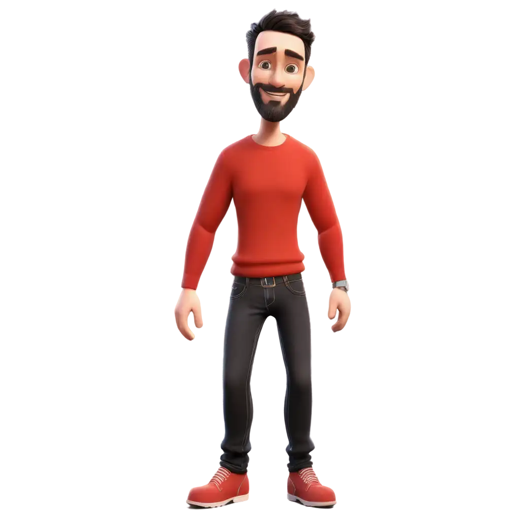 Realistic-Cartoon-Character-PNG-40YearOld-Man-in-Black-Jeans-and-Red-Jumper