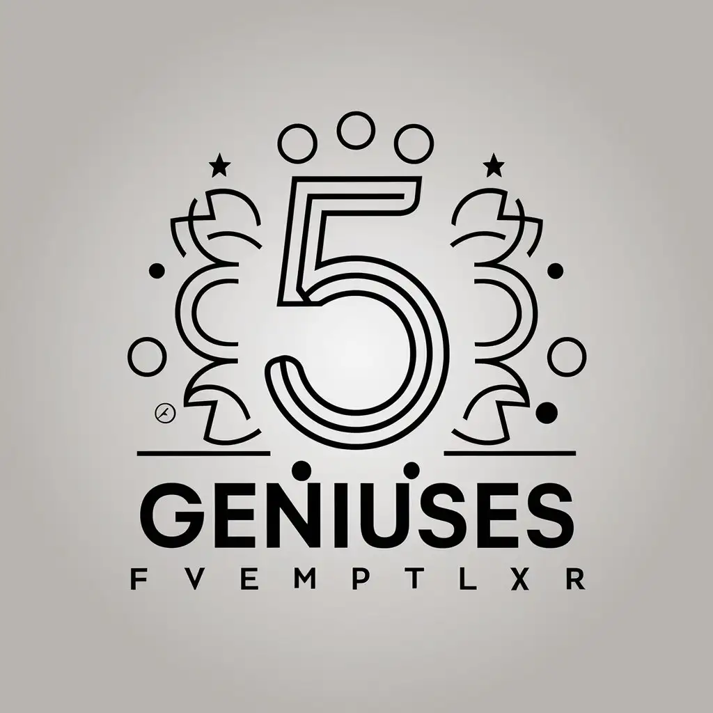 a vector logo design,with the text "five geniuses", main symbol:5,complex,clear background