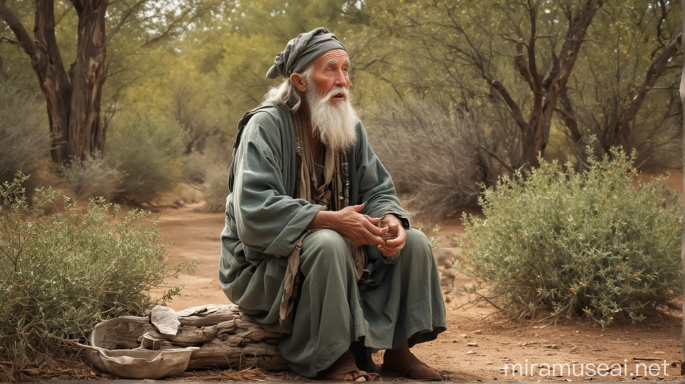 Old Sage Telling a Parable in Tranquil Setting