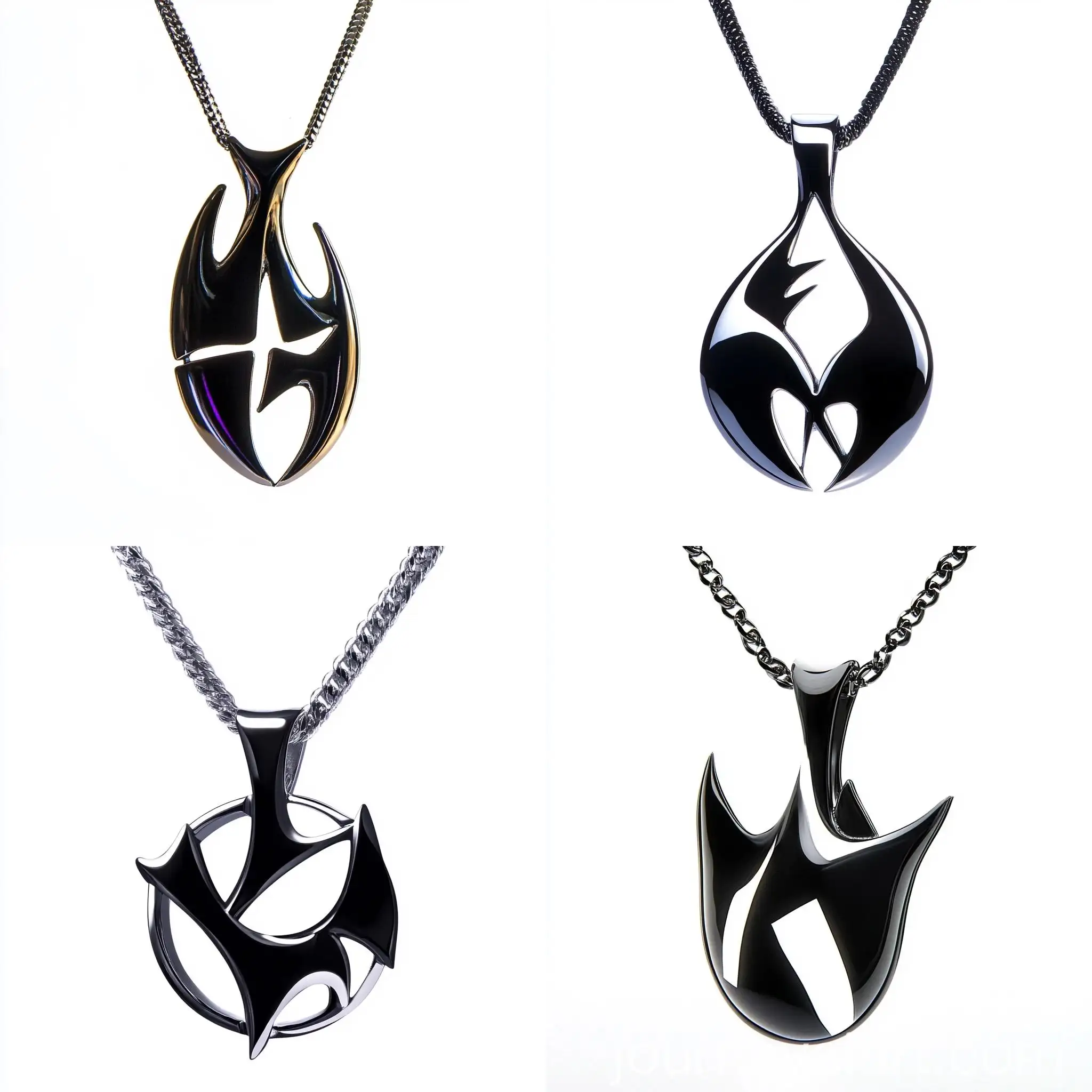 Shiny-Chrome-Necklace-Pendant-Isolated-on-White-Background