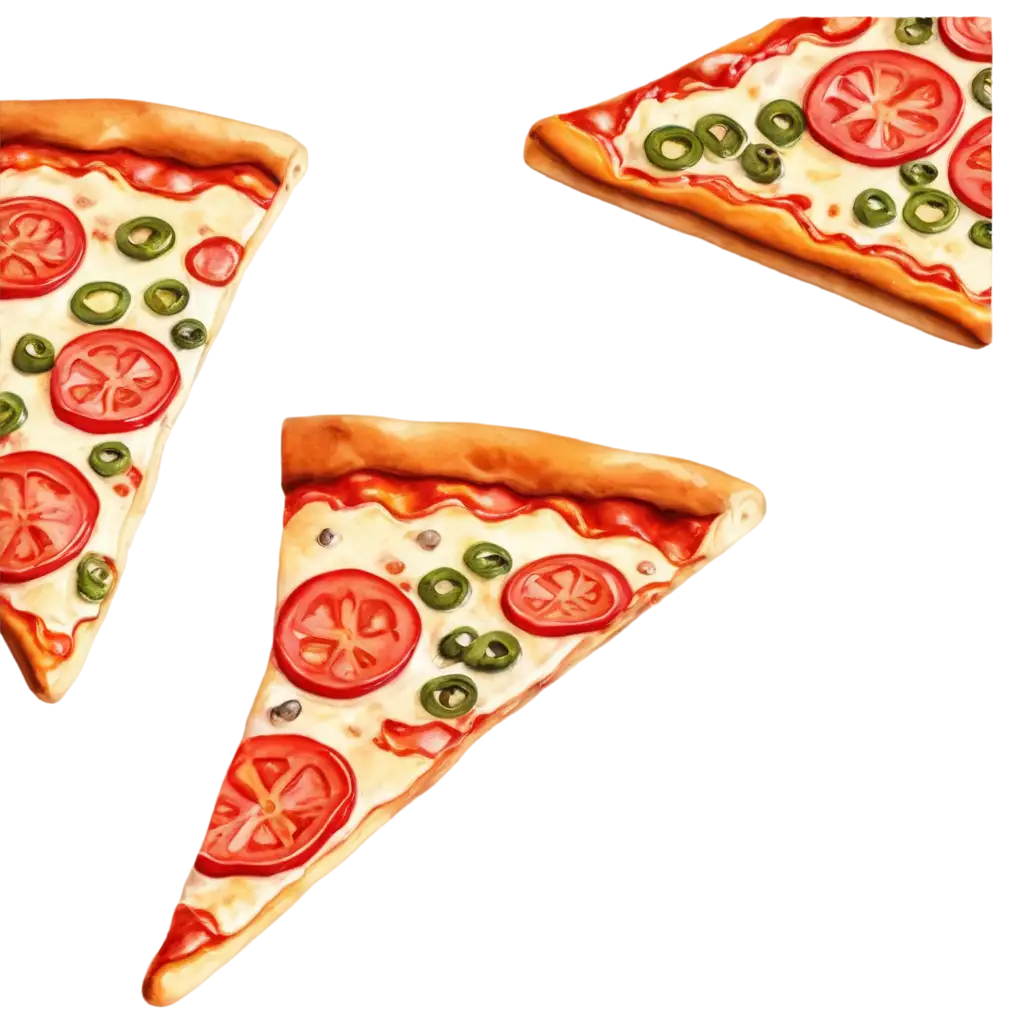 Watercolour-Painted-Style-Pizza-Slices-PNG-Image-Artistic-and-Appetizing-Visuals