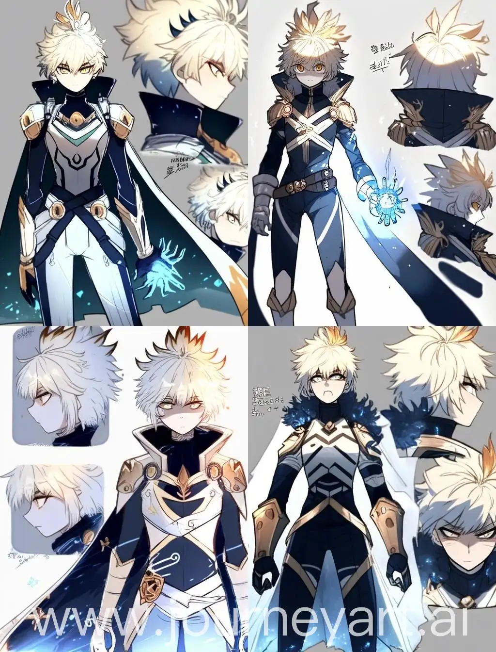 Hero-with-Light-Blonde-Hair-and-Gold-Starry-Eyes-in-White-and-Gold-Color-Scheme