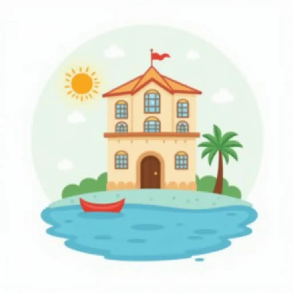 Cute-Hotel-Logo-or-Icon-Design-Near-the-Sea