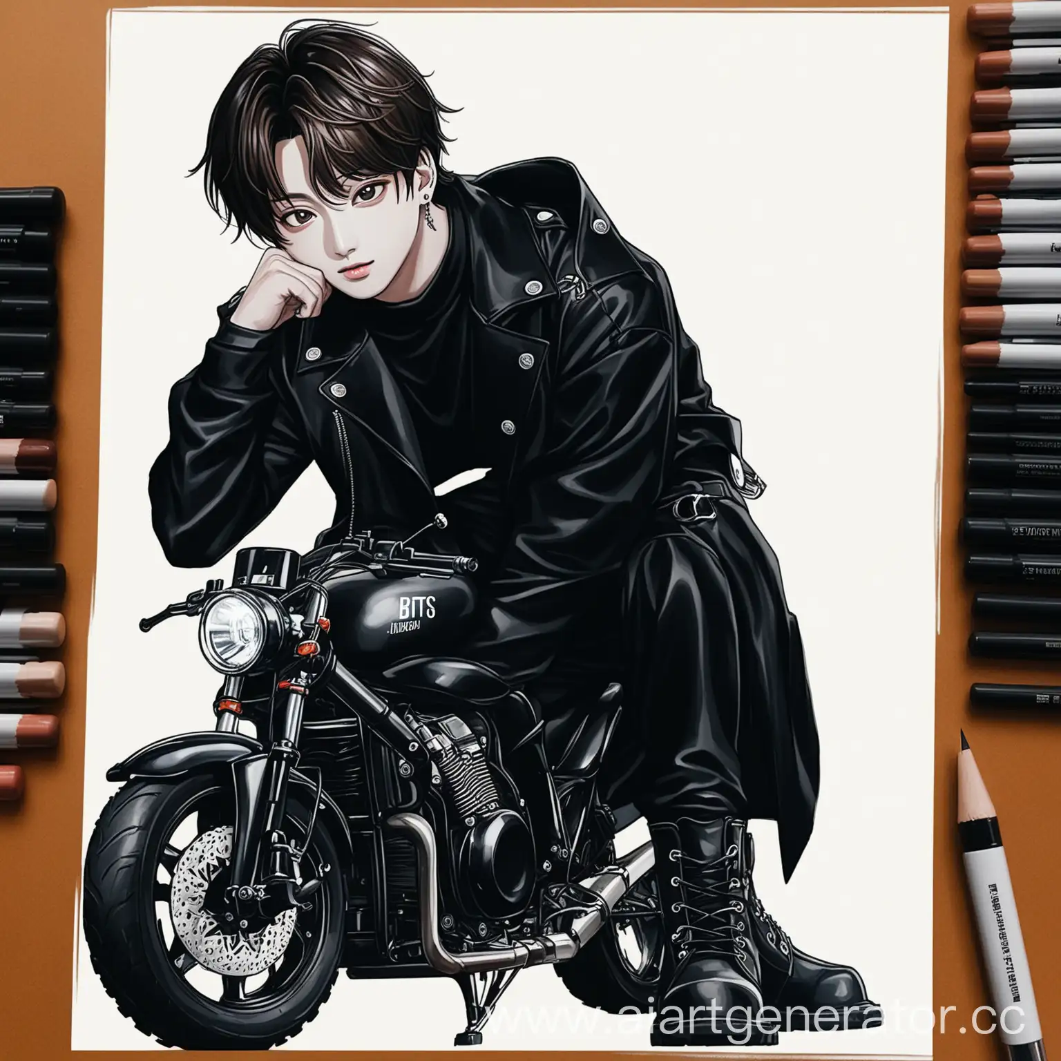 Jungkook-BTS-Drawing-with-Motorcycle-and-Mask