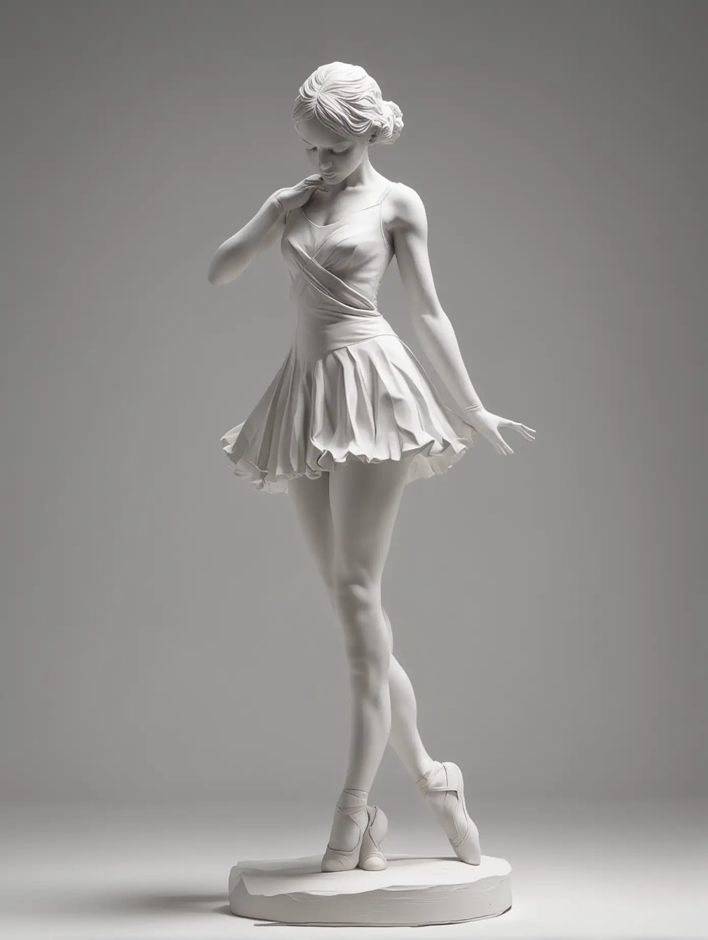 Sad Ballerina Sculpture in White Light