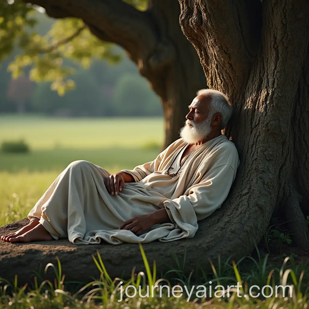 Mahatma-Gandhi-Resting-Peacefully-Under-a-Tree