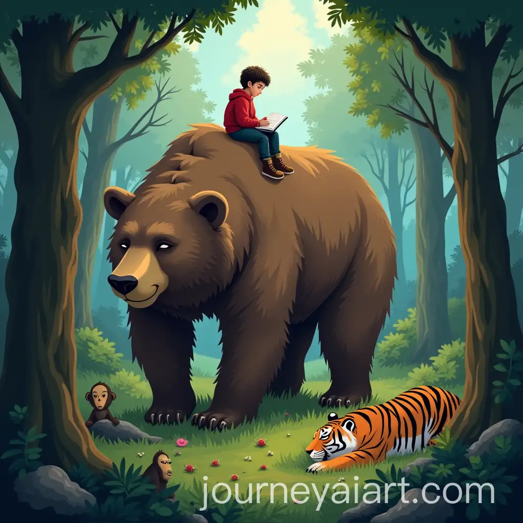 Person-Doing-Mathematics-on-Bears-Head-in-Sleepy-Forest