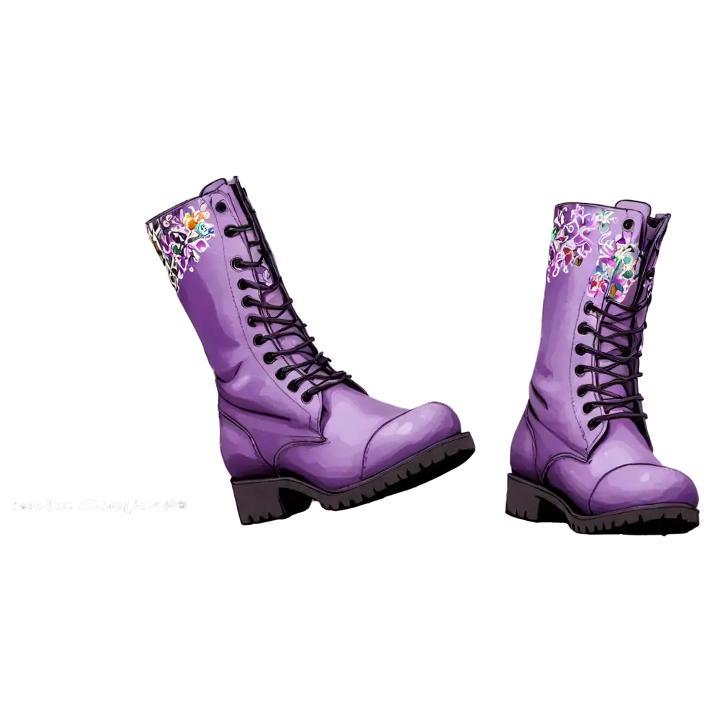 Purple-Travel-Boots-with-Floral-Design-HighQuality-PNG-for-Transparent-Backgrounds