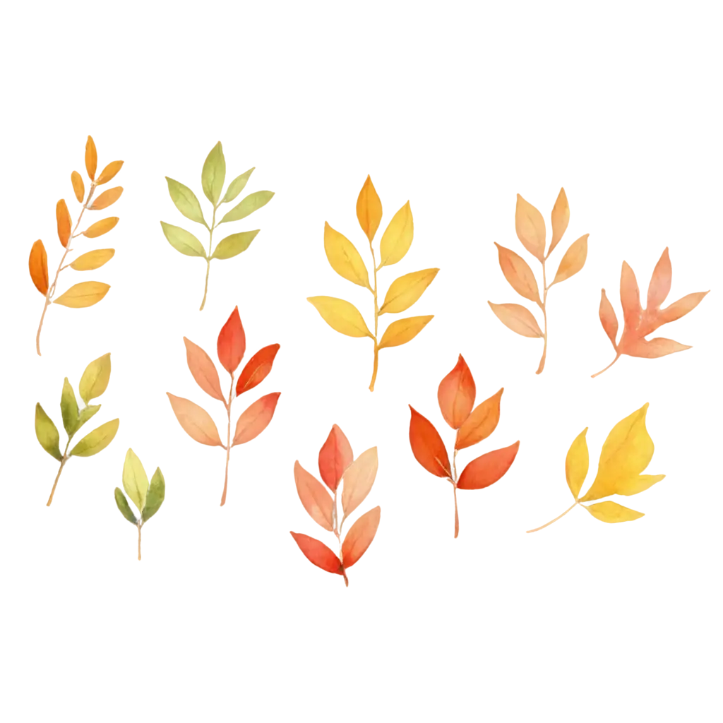 Stunning-Autumn-Leaves-in-Watercolor-Style-HighQuality-PNG-for-Creative-Use