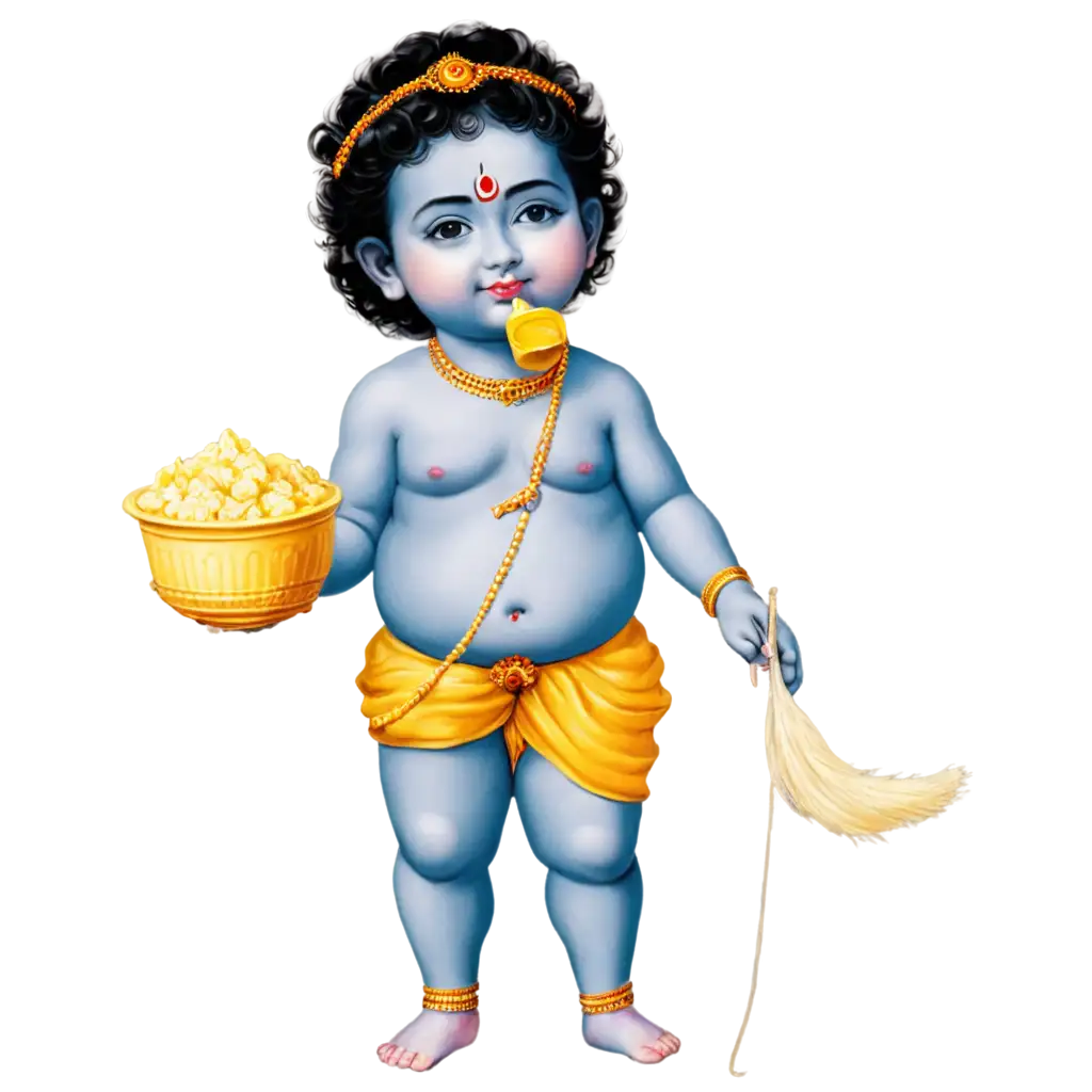 Lord-Krishna-Eating-Butter-in-Pot-PNG-Beautiful-and-Cute-Digital-Art-Image