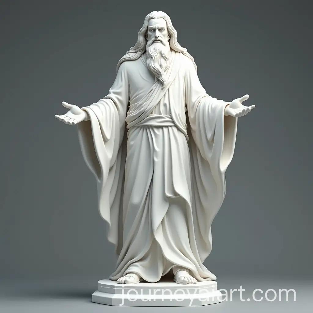 Majestic-Anime-Stone-Statue-of-an-Old-Man-in-White-Marble-Radiating-Serenity-and-Wisdom