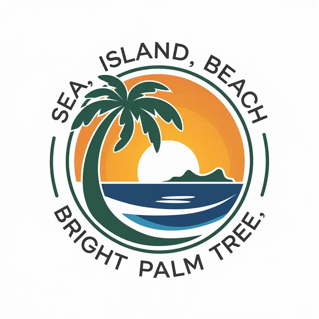 a vector logo design,with the text "sea, island, beach, bright sun, palm tree,", main symbol:palma,Moderate,be used in Travel industry,clear background