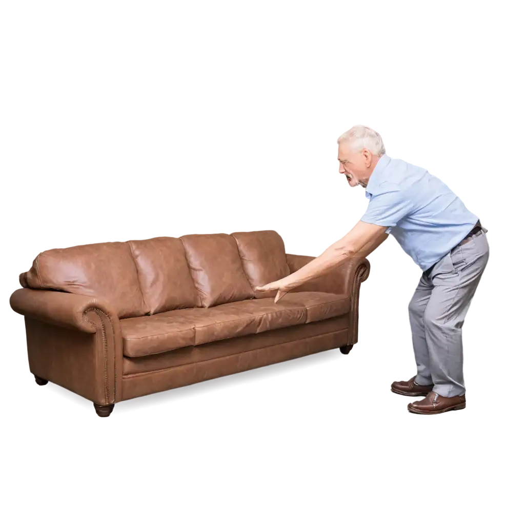 PNG-Image-of-an-Elderly-Man-Attempting-to-Move-a-Sofa-Humorous-Failures-and-Realistic-Situations