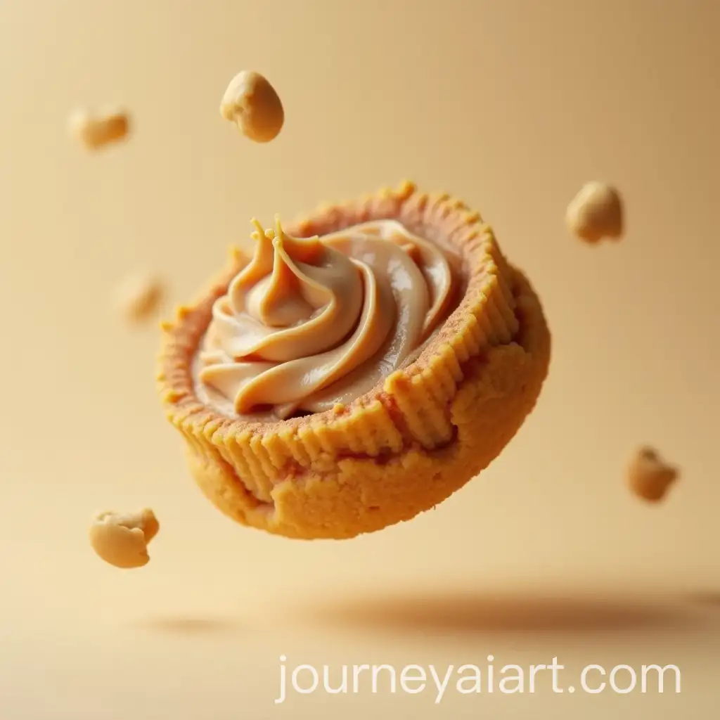 Closeup-View-of-Floating-Toffee-on-a-Clear-Background