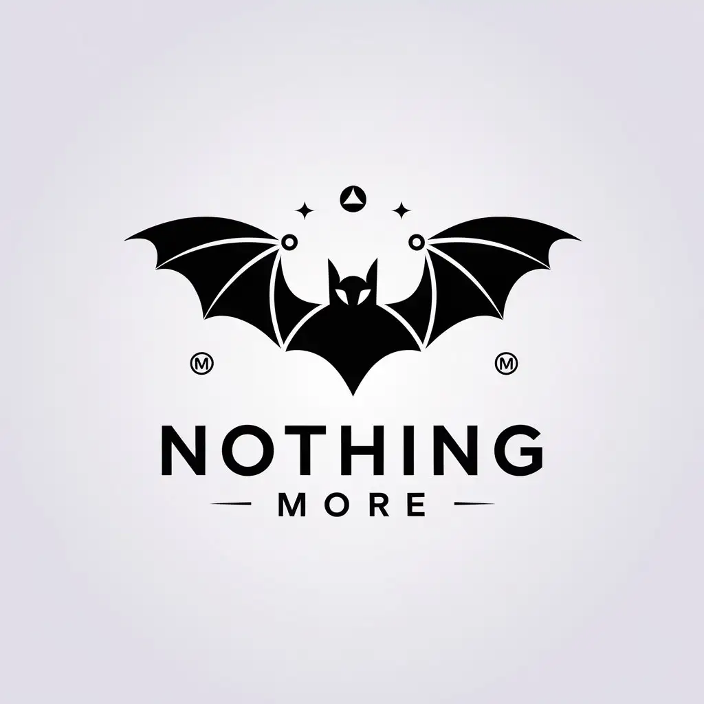 LOGO Design for Nothing More Bat Symbol with Spreading Wings in Minimalistic Style