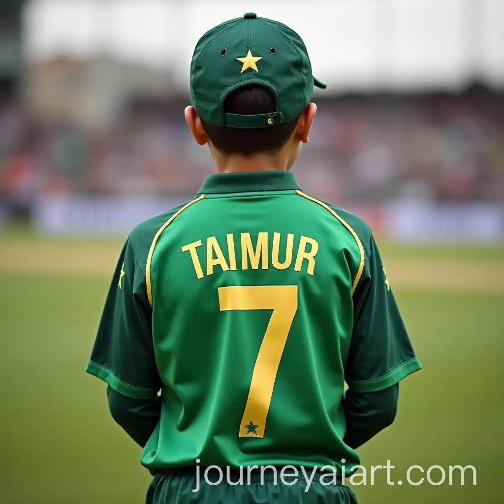 Boy-in-Pakistan-Cricket-Team-Jersey-with-Name-Taimur-and-Number-7