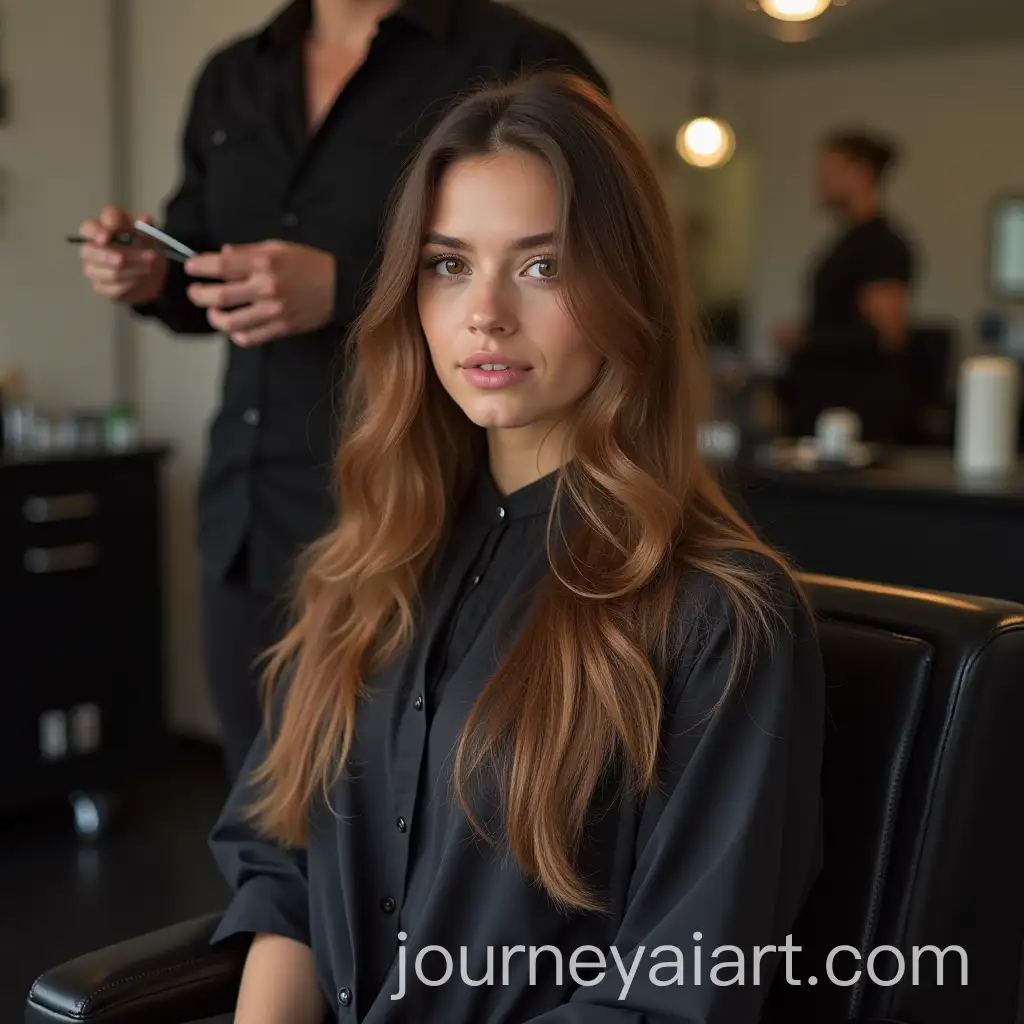 LongHaired-Woman-Sitting-at-Barbershop-with-Scissors