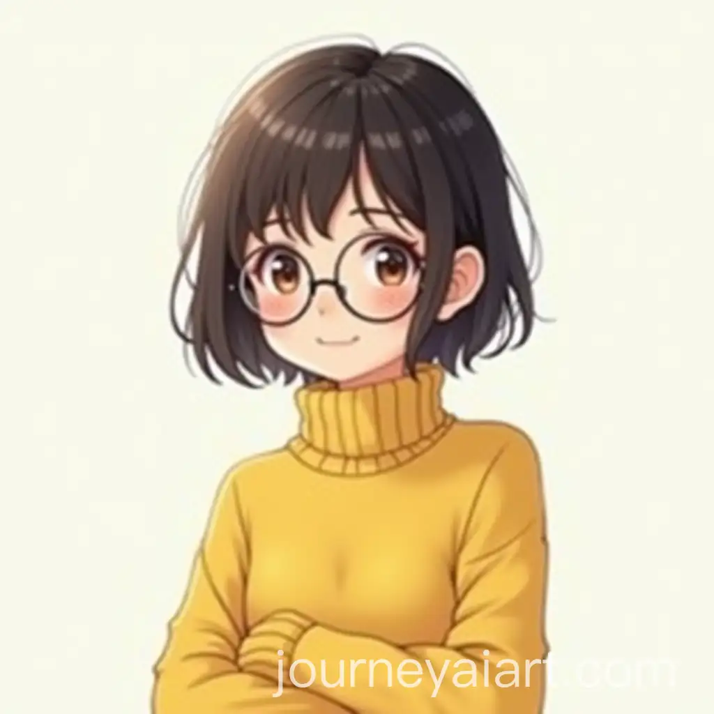 Young-Japanese-Girl-with-Short-Hair-and-Round-Glasses-in-Cozy-Yellow-Sweater