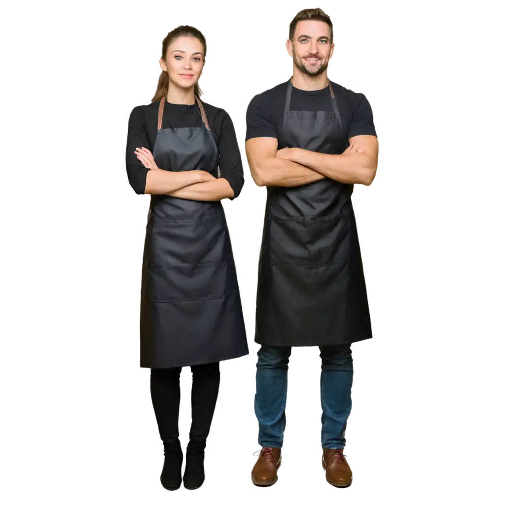 Butcher with black apron