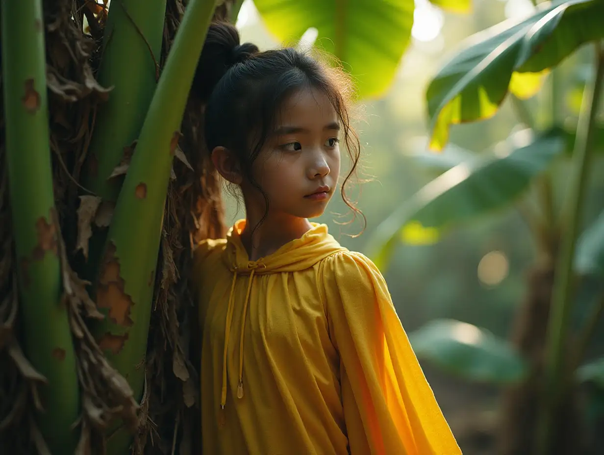 Gentle Spirit Girl Residing in a Banana Tree