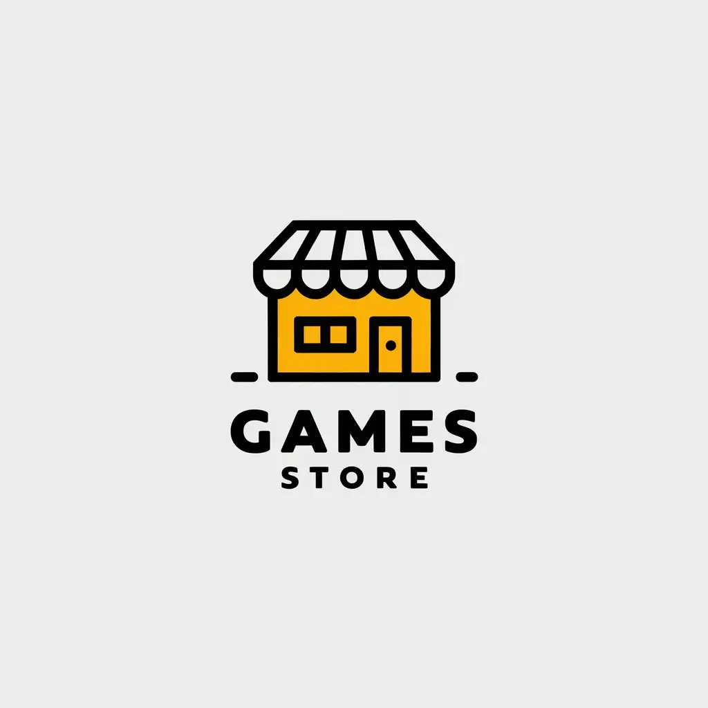 LOGO Design for Games Store Minimalist Yellow Shop Icon on Clear Background