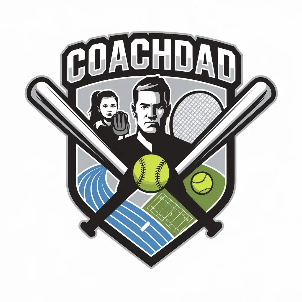 LOGO Design for CoachDad Black Dad and Daughter Youth Sports Theme with Shield Symbolism