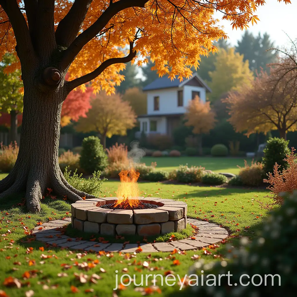 Spacious-Garden-with-Tree-and-Fire-Pit-for-Childrens-Play-in-Autumn-Atmosphere