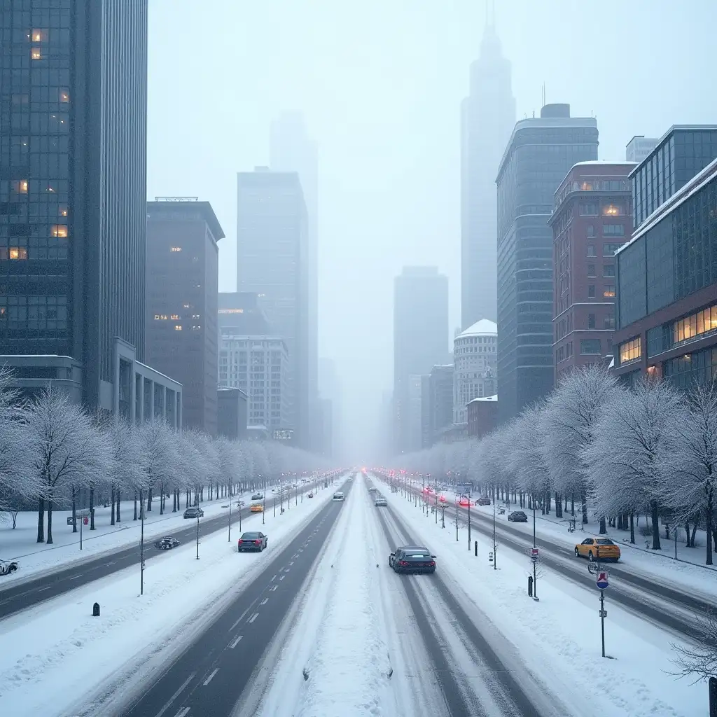 Serene-Winter-Landscape-in-a-SnowCovered-Megapolis