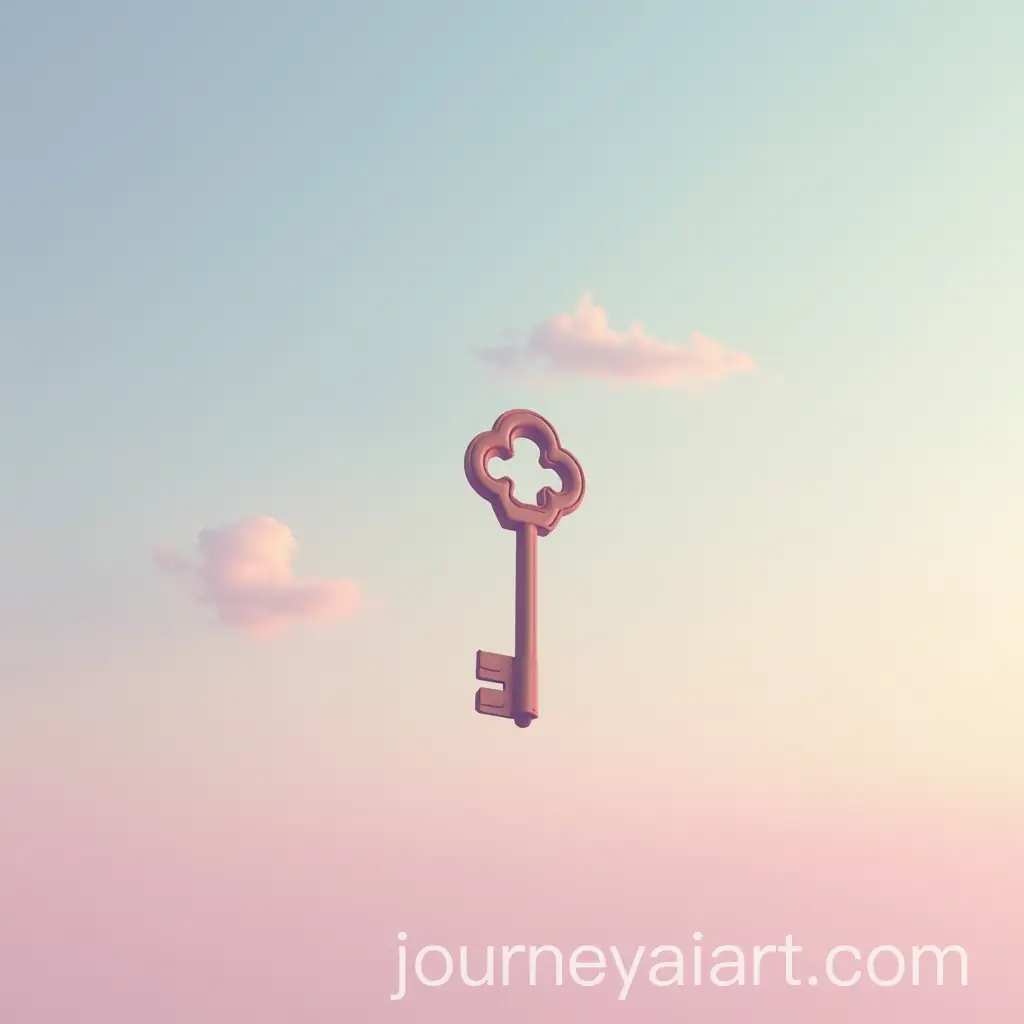 Whimsical-Floating-Chocolate-Key-in-a-Soft-Rainbow-Pastel-Sky