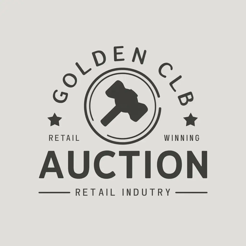 a vector logo design,with the text "Golden Club Auction", main symbol:Auction,hammer, winning,Moderate,be used in Retail industry,clear background