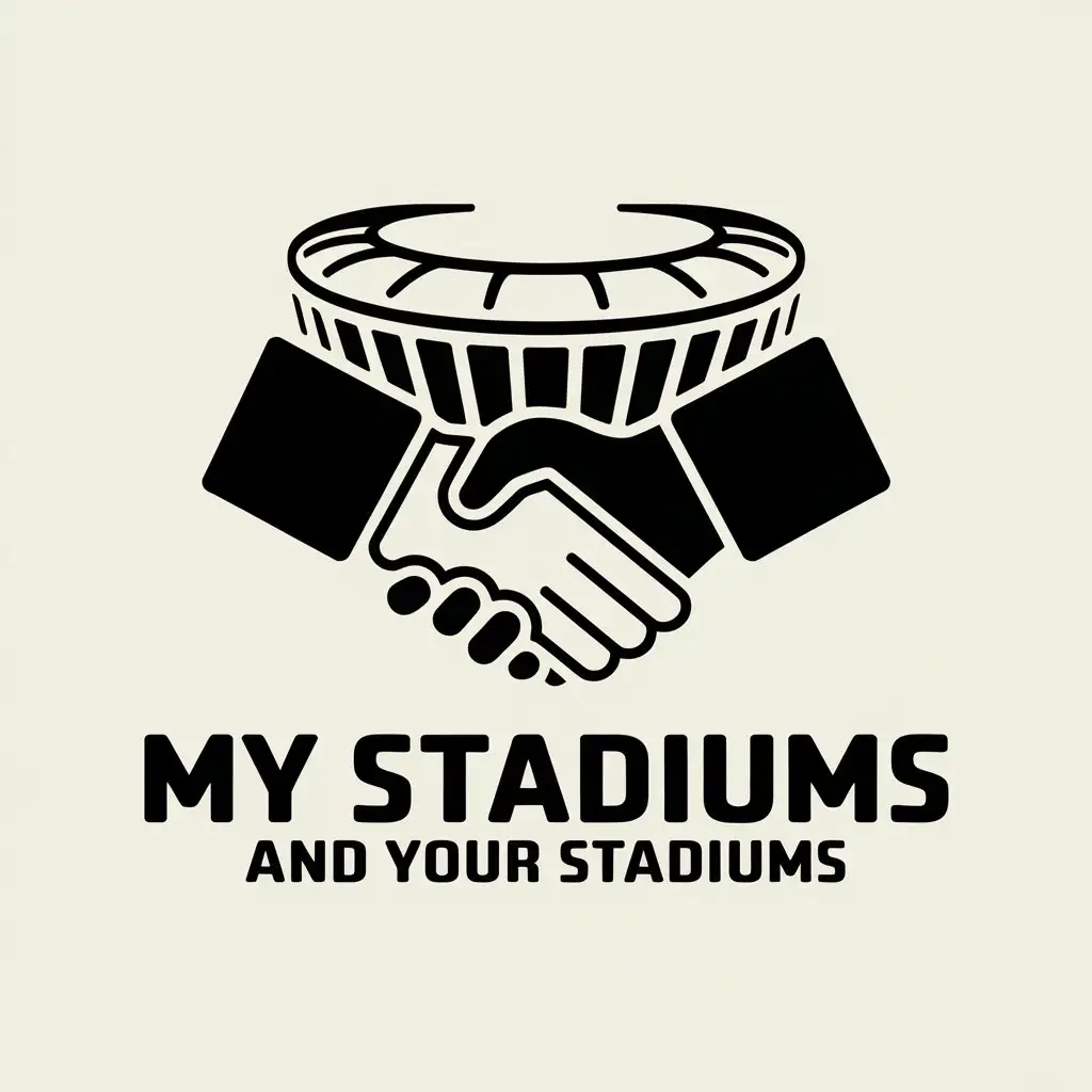 LOGO Design for My Stadiums and Your Stadiums Shaking Hands with Stadium Background