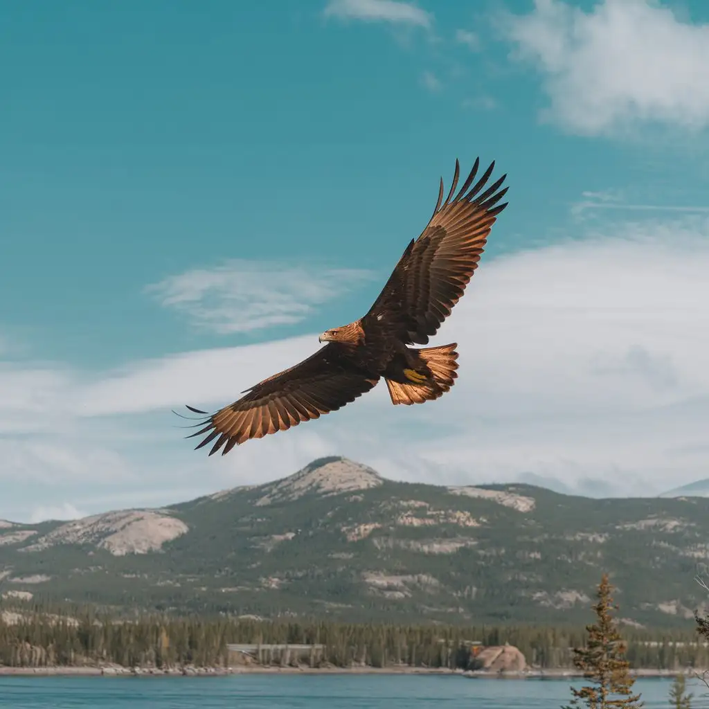 Majestic-Eagle-Soaring-in-Clear-Blue-Sky