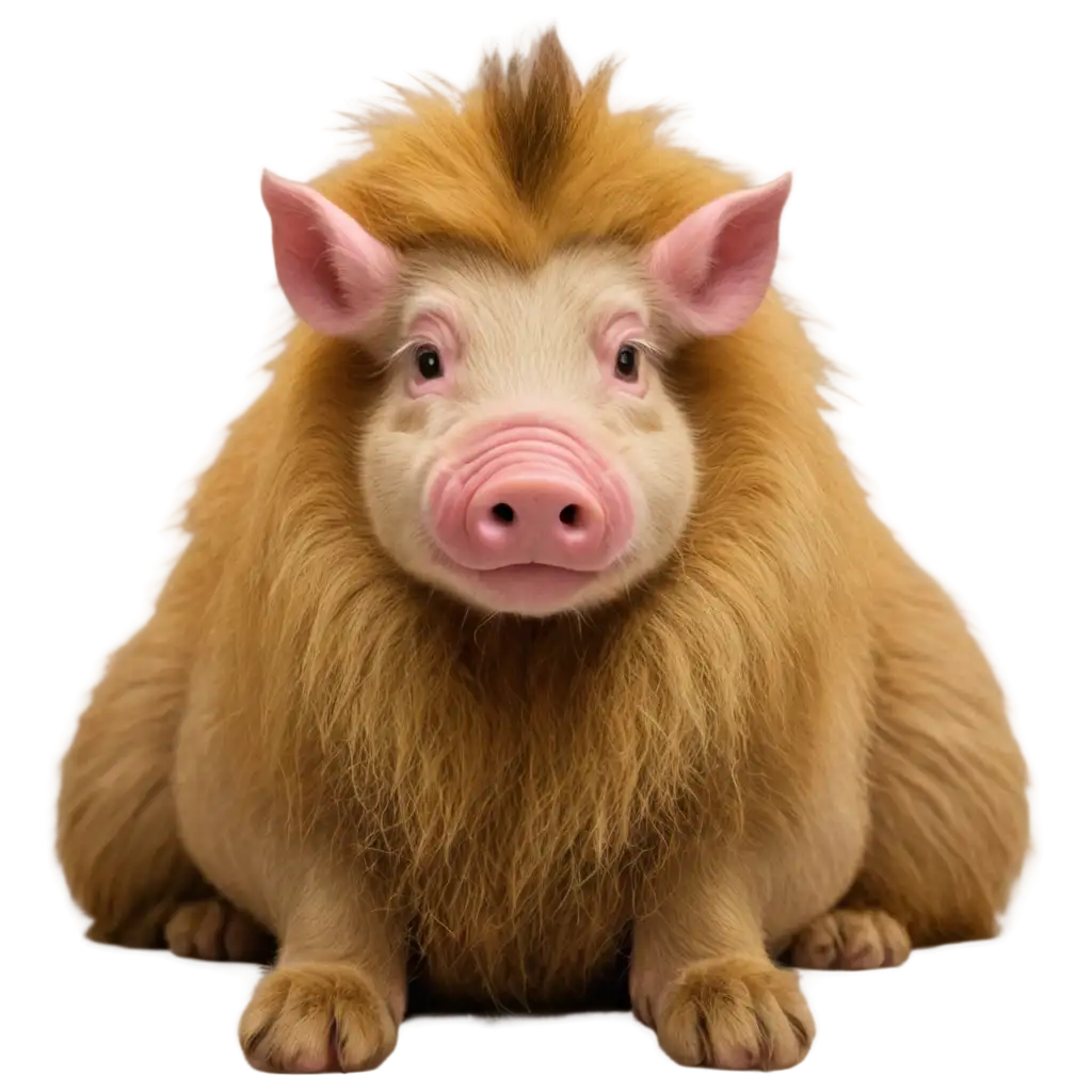 An animal of a combination of a lion and a pig