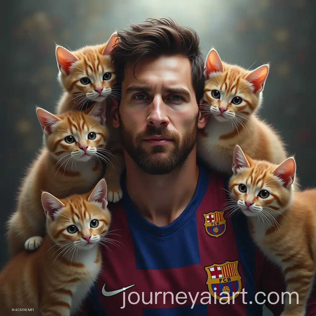 Lionel-Messi-Surrounded-by-Cats-in-a-Playful-Scene