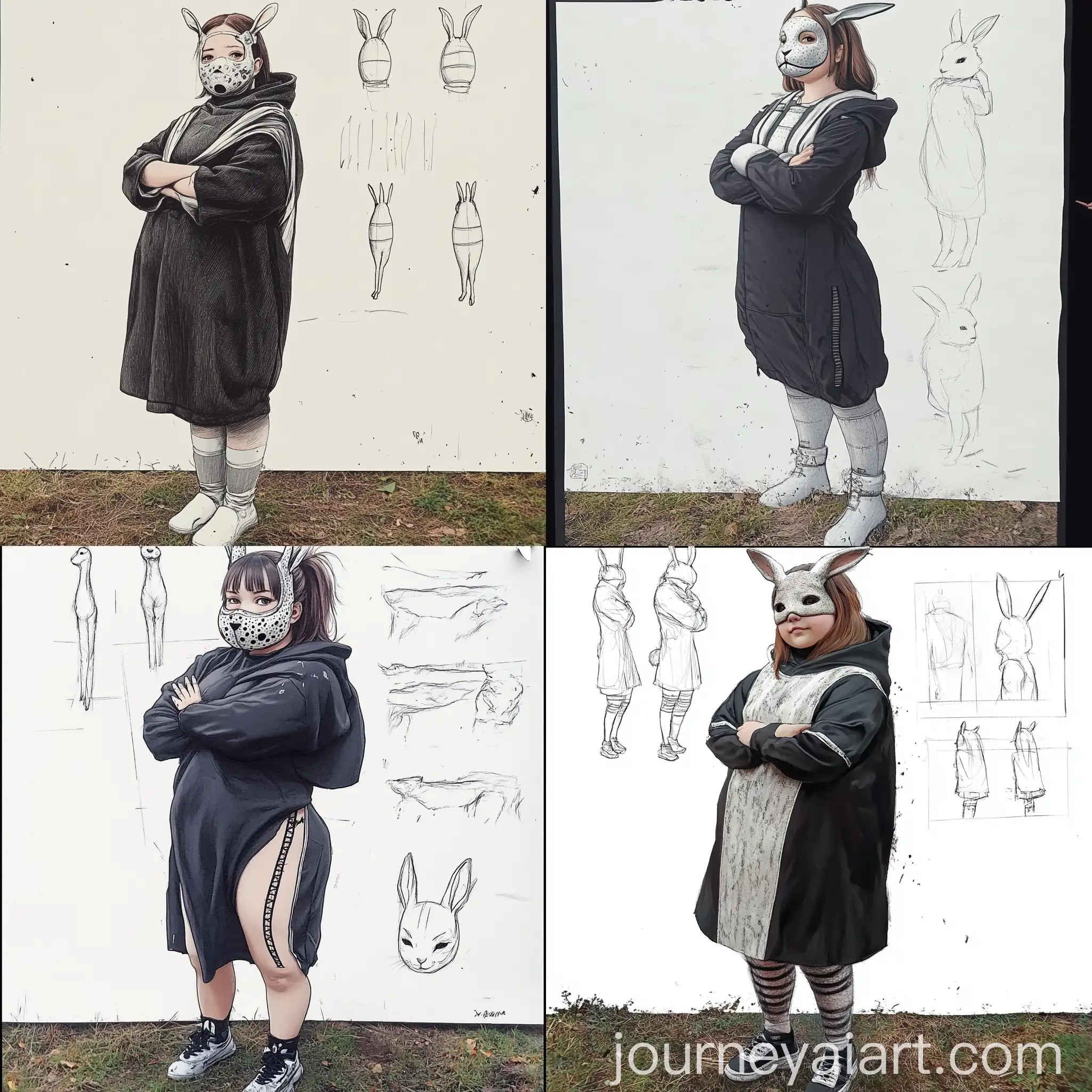 Plump-Young-Girl-in-Hare-Mask-and-Strange-Costume-Concept-Design