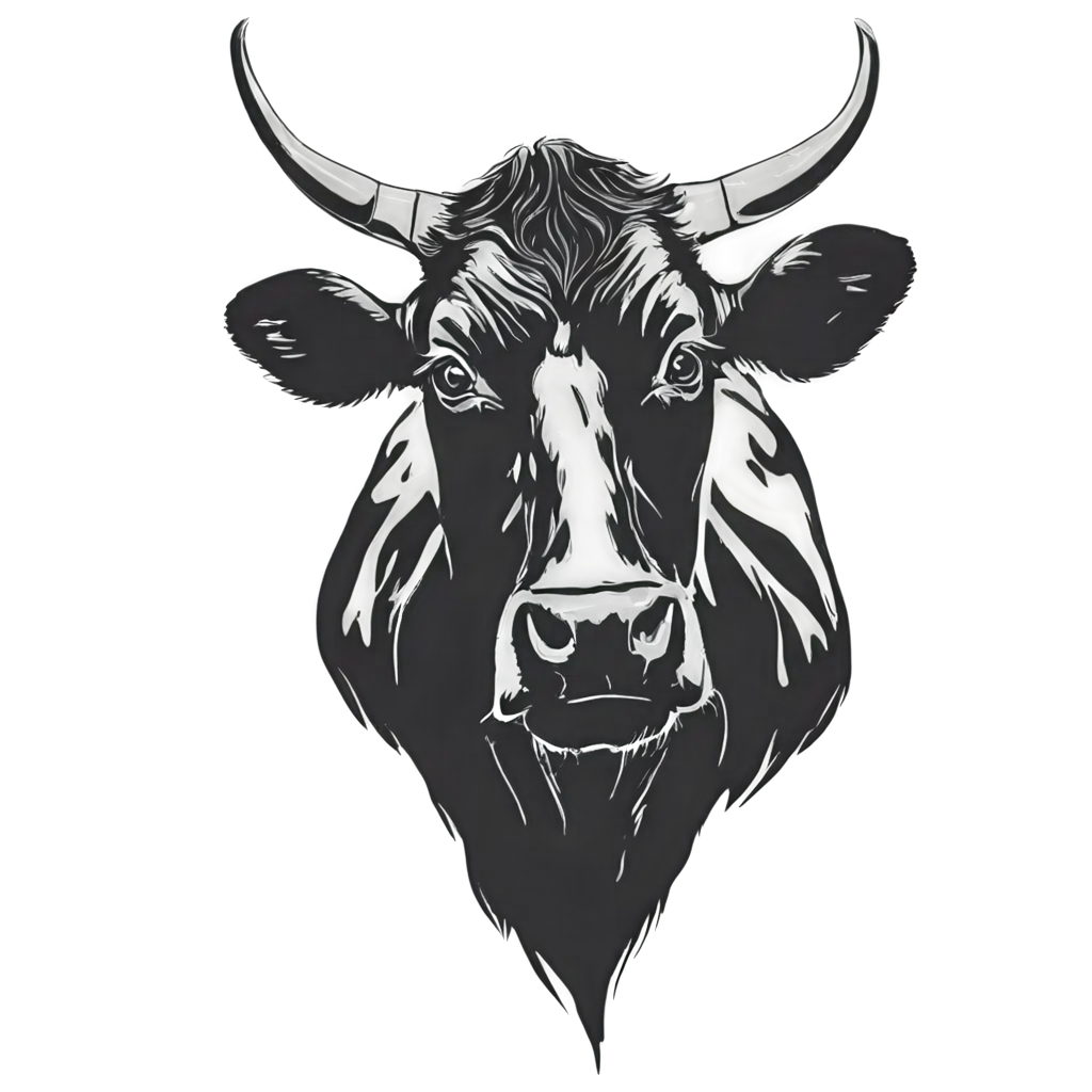 Cow-Face-Vector-PNG-in-Black-Color-HighQuality-Transparent-Image