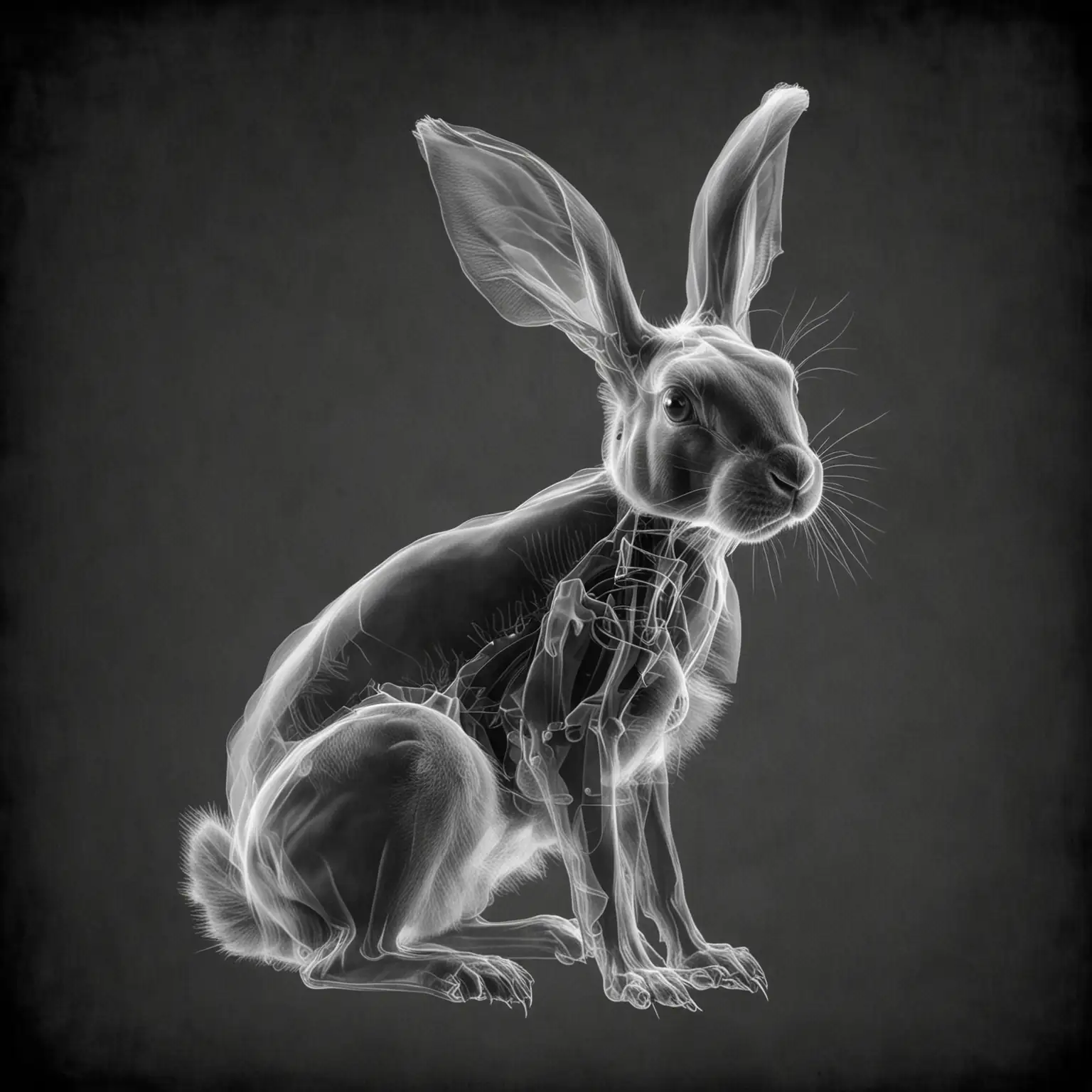 Detailed Rabbit Xray Image Showing Skeletal Structure and Internal Organs