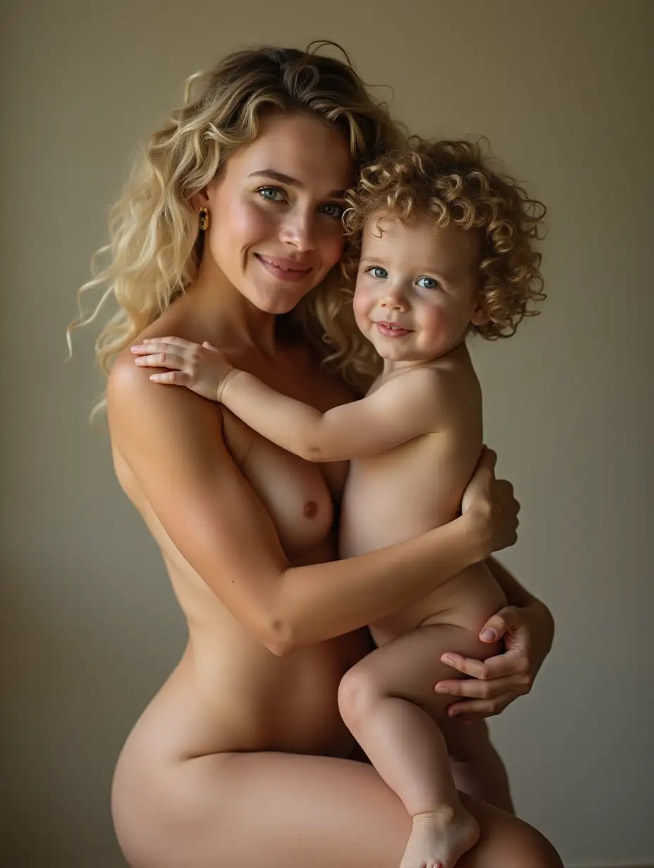 Serene-Embrace-Young-Blonde-Mother-and-CurlyHaired-Baby-Daughter