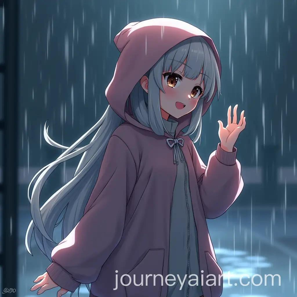 Anime-Girl-Dancing-in-the-Rain-with-Hood-Happy-and-Faceless