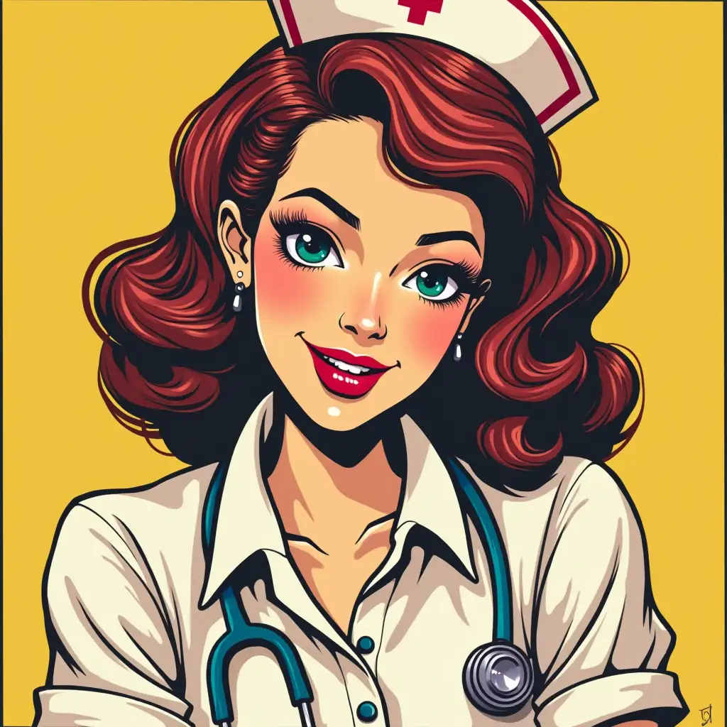 Girl nurse in pop art style