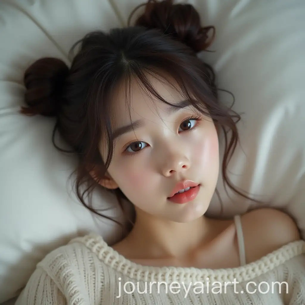 Shy-Cute-Asian-Woman-with-Symmetrical-Buns-in-Full-Body-Shot