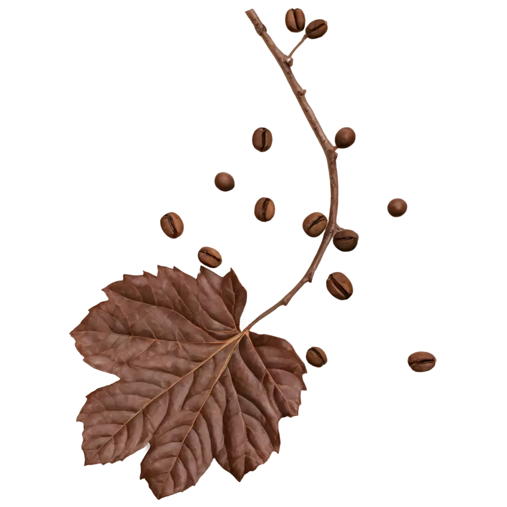 Leaf-with-Coffee-Beans-PNG-Image-Perfect-for-Your-Designs