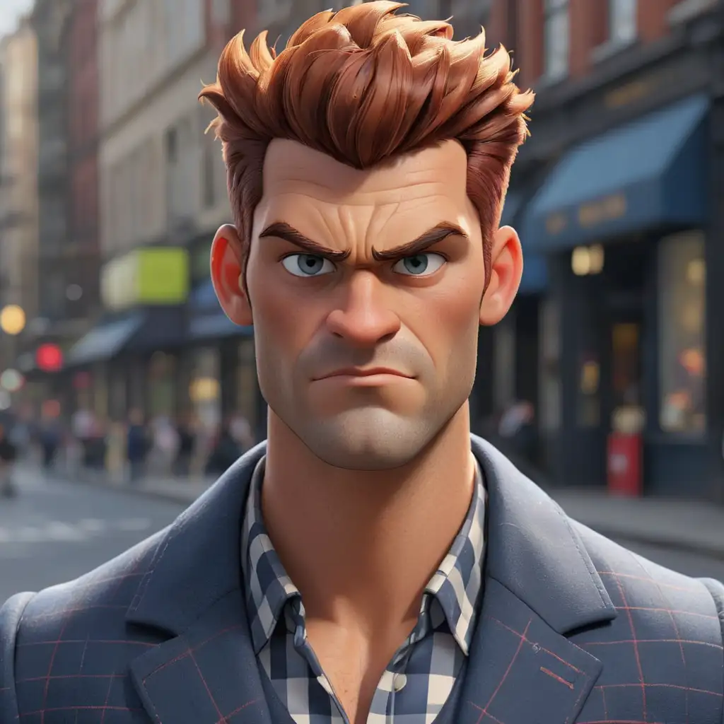 3D-Pixar-Style-Muscular-Man-in-Blue-Checkered-Blazer-at-Charing-Cross