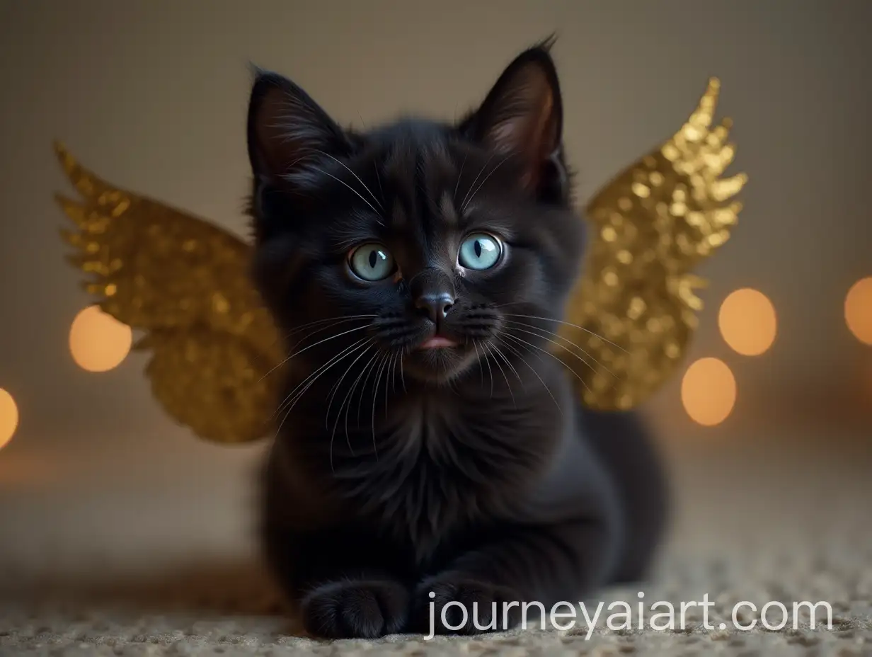 Enchanting-Small-Black-Cat-with-Blue-Eyes-and-Golden-Wings