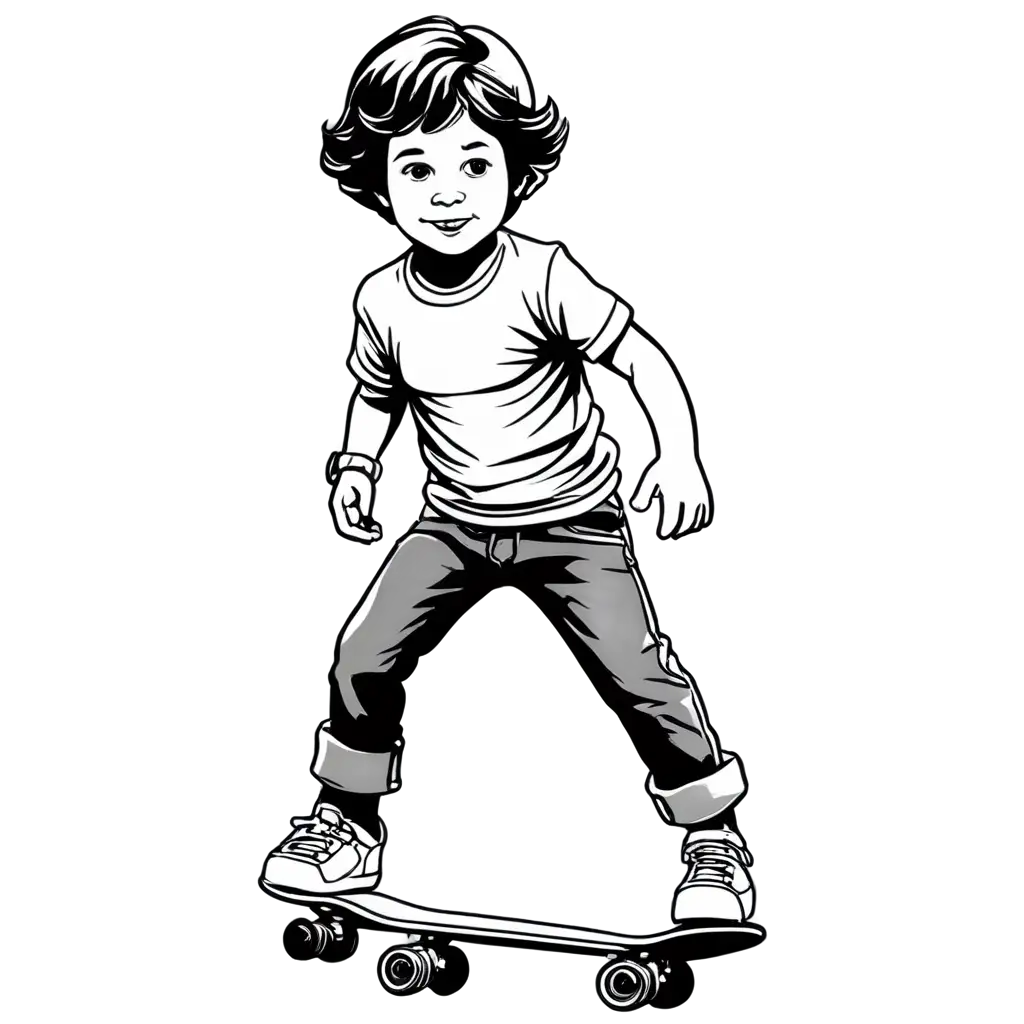 Toddler-Skateboarding-Freestyle-PNG-Image-HighQuality-Cartoon-Style